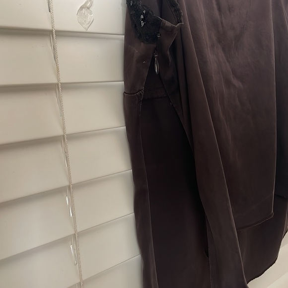 Vintage 90s brown silk tank top either sequin details - Picture 5 of 6